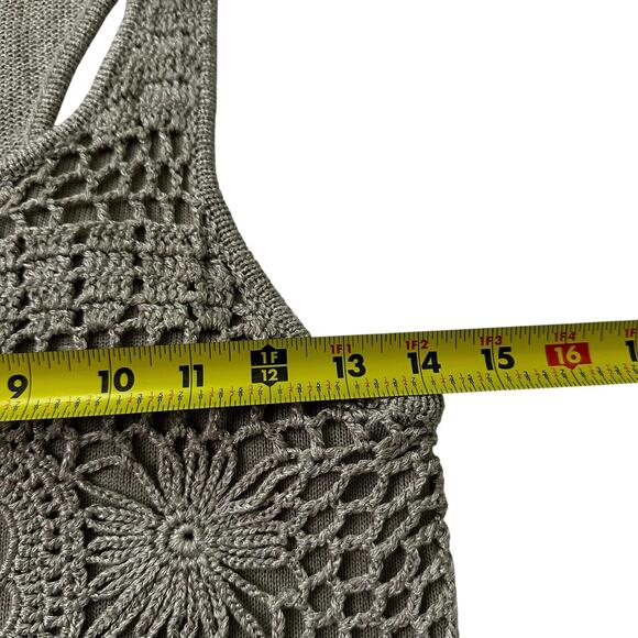 Arden B Graphite Knit Crochet Crop Top Women's Size XS | 72-34-2 - Picture 6 of 6